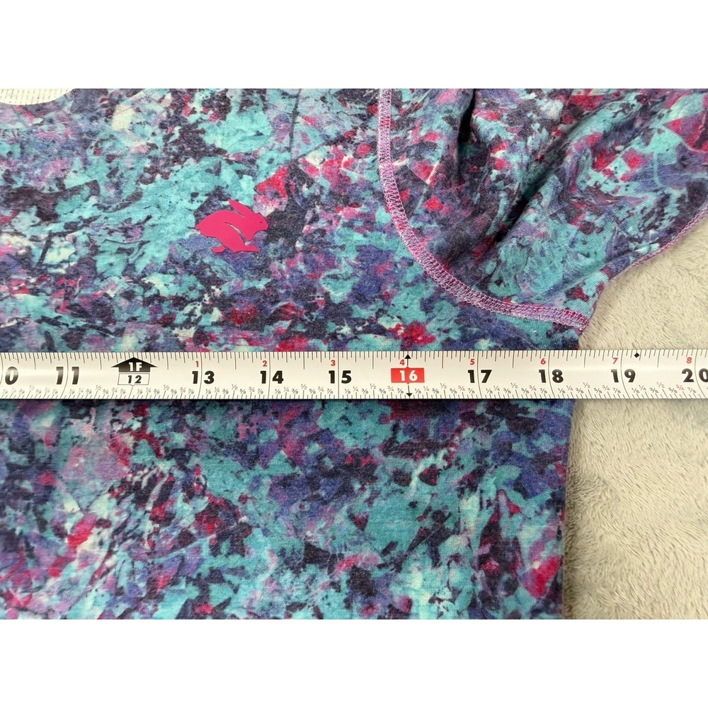 Rabbit Running Shirt Womens Large Abstract Colorful Long Sleeve Wool Thermal Top - Picture 9 of 9